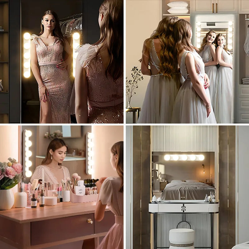 Vanity Mirror Light — USB Dimmable Makeup Lights, 3 Color Temps, Hollywood Style Bathroom