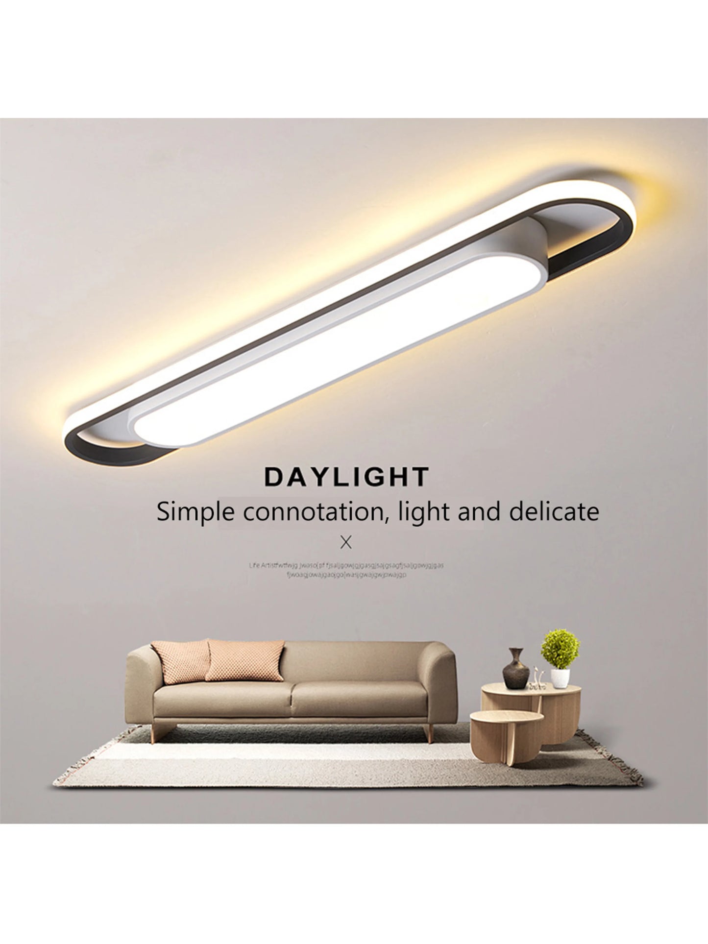 LED Ceiling Light — Linear Geometric Strip, 16/24/31in, Black, Kitchen Bedroom Restaurant