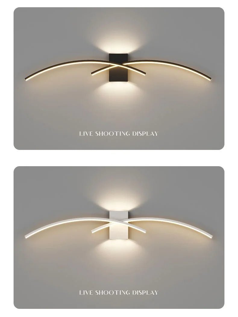 LED Wall Sconce — Up Down Indoor Wall Light, Dimmable, Black Gold White, Bedroom Living Room
