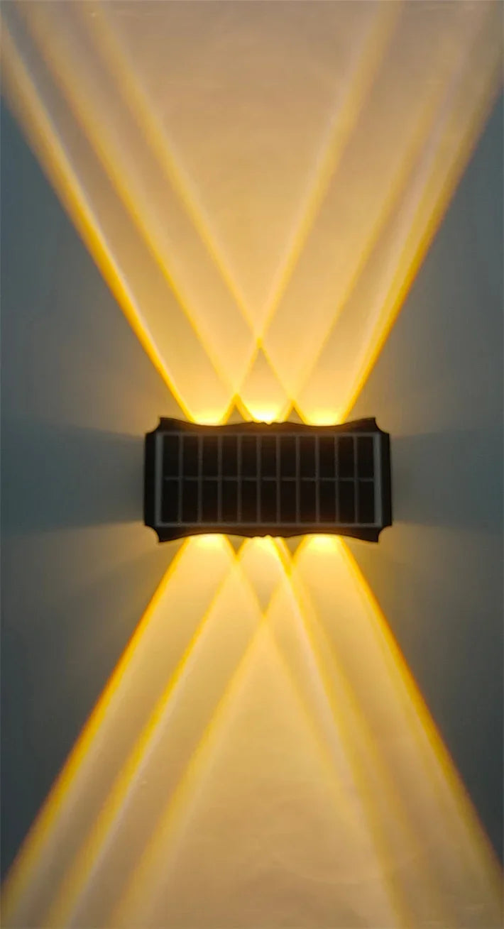 Solar Outdoor Wall Light — Up Down Waterproof Garden Sconce, IP65, Balcony Yard Patio Decor
