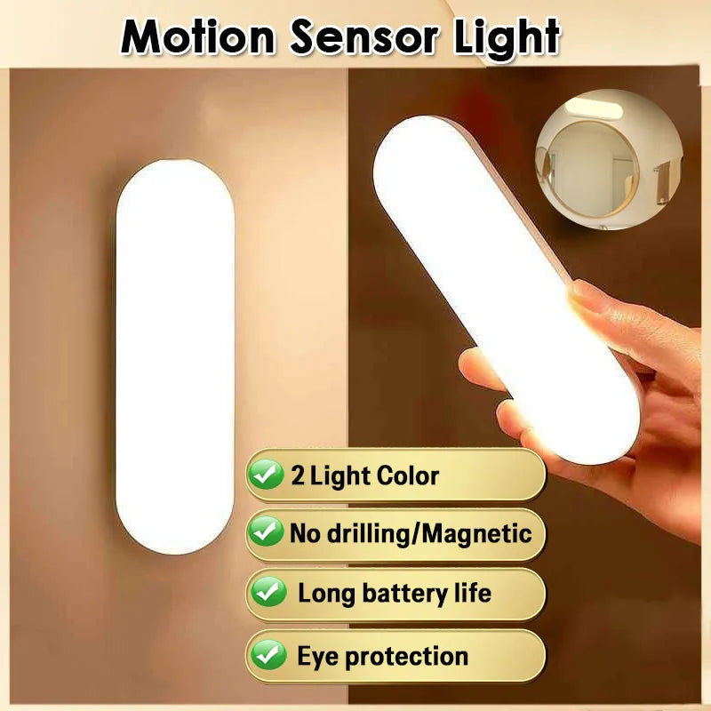 LED Motion Sensor Tube Light — USB Rechargeable, Magnetic Mount, Wardrobe Closet Kitchen Aisle