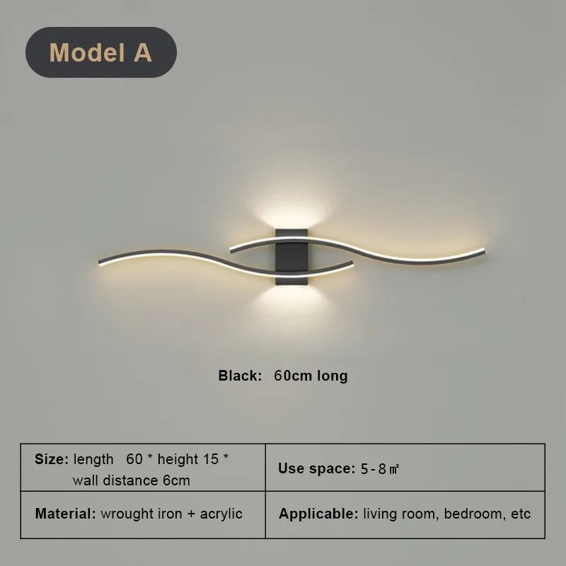 LED Wall Sconce — Up Down Indoor Wall Light, Dimmable, Black Gold White, Bedroom Living Room