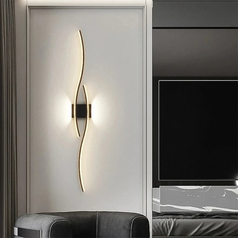 LED Wall Sconce — Up Down Indoor Wall Light, Dimmable, Black Gold White, Bedroom Living Room