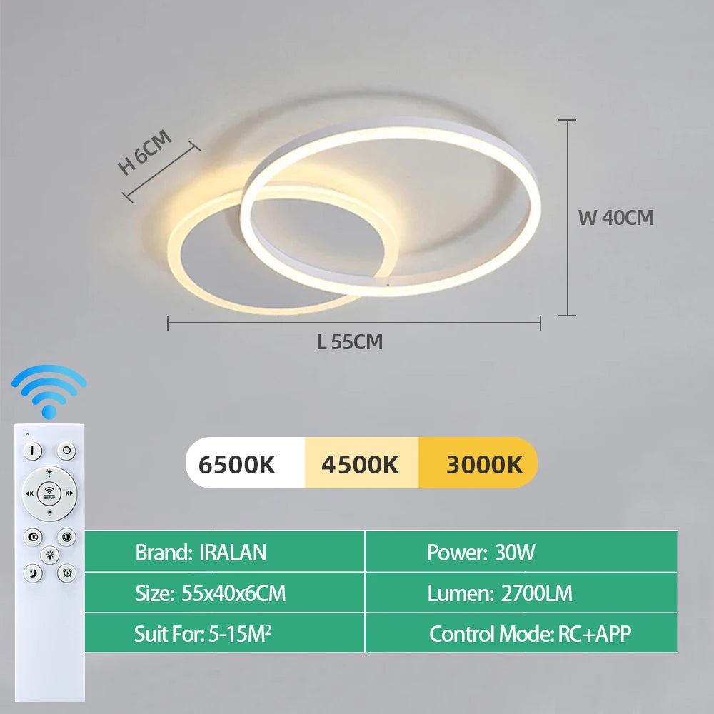 LED Ceiling Chandelier — Infinite Dimming 3-Color Remote Control, Multi-Head, Living Room Bedroom