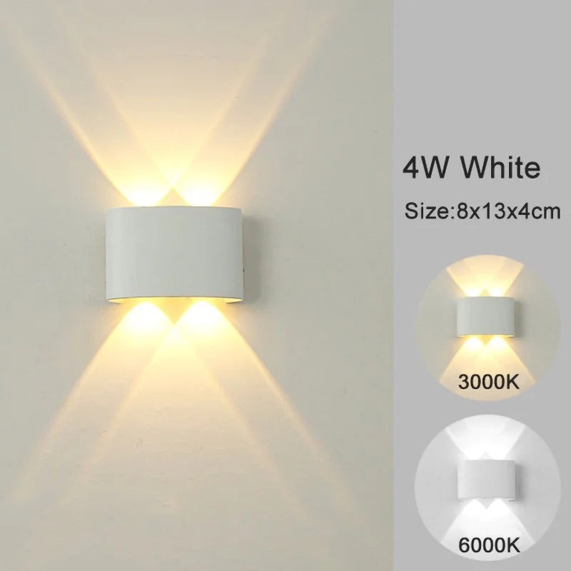 Aluminum Wall Sconce — Up Down Indoor Outdoor Wall Light, Black White, Hallway Bedroom Living Room