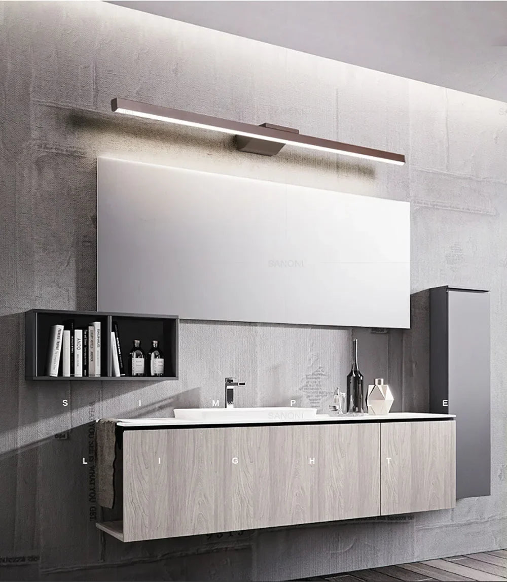 Bathroom Vanity Wall Light — Dimmable Mirror Light, Aluminum, Modern Bathroom Fixture