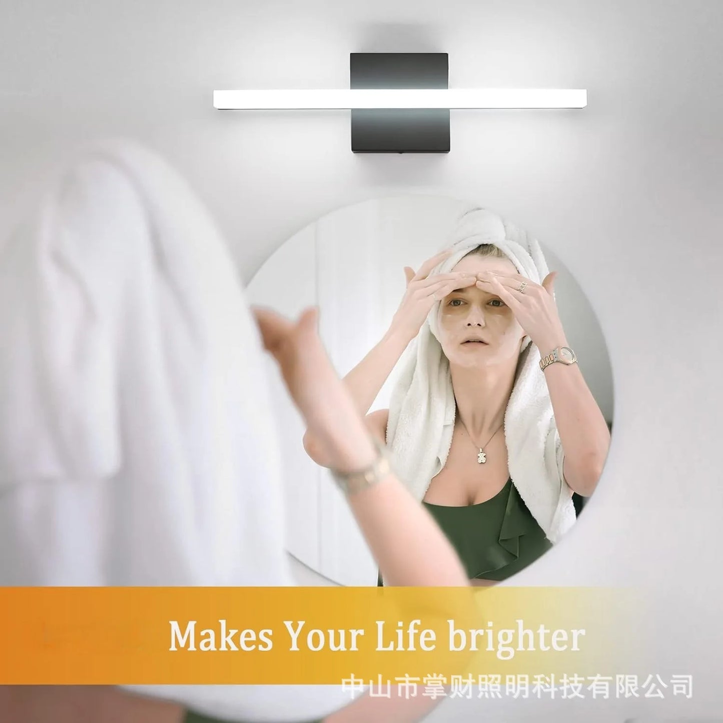 Bathroom Vanity Light Bar — IP44 Mirror Light, Aluminum, Modern Bath Wall Sconce, Black Silver