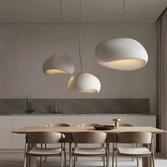 Pendant Chandelier — Nordic Wabi Sabi Hanging Lamp, Handmade, Living Room Bedroom Dining Room