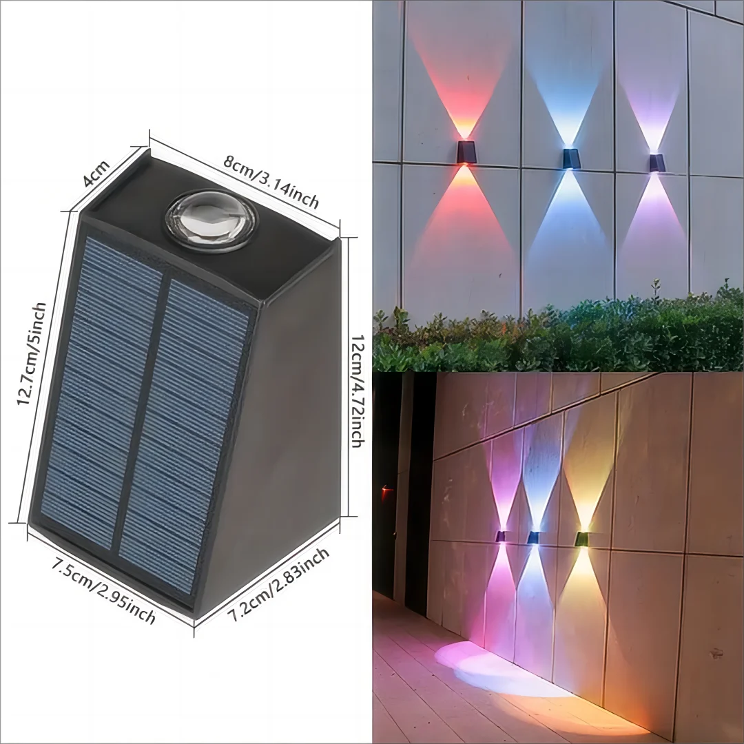Solar Outdoor Wall Light — Up Down Garden Sconce, Waterproof Villa Patio Yard Atmosphere Light
