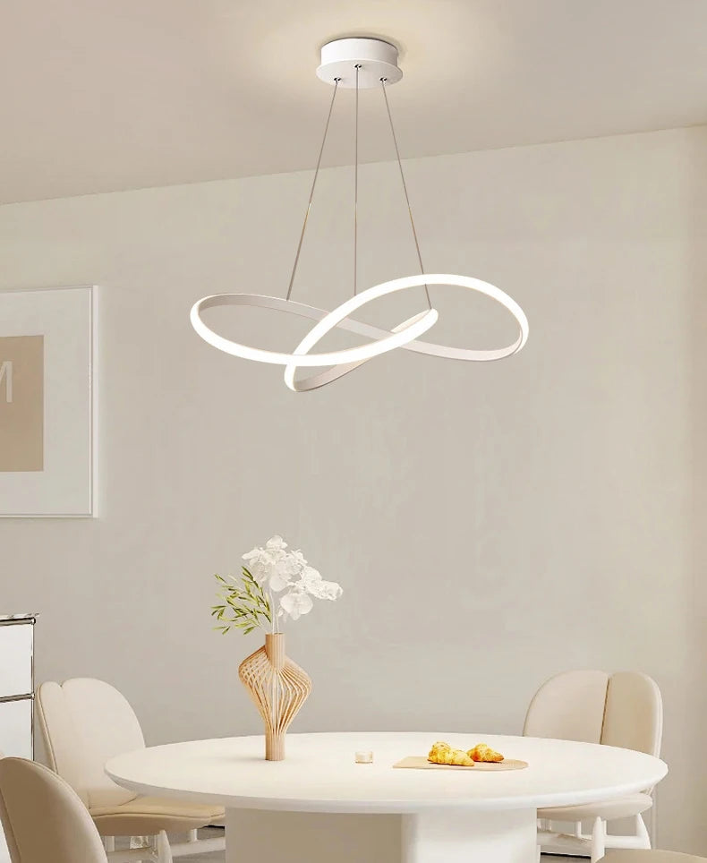 LED Ceiling Chandelier — 48W Dimmable 3-Color Semi Flush Mount, Dining Room Bedroom Living Room