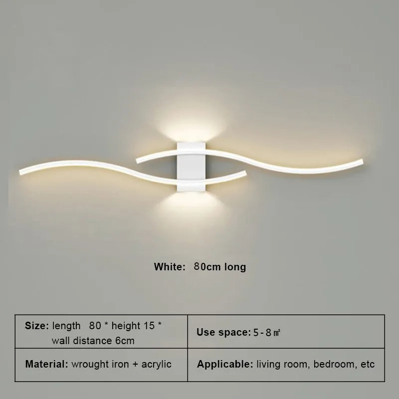 LED Wall Sconce — Up Down Indoor Wall Light, Dimmable, Black Gold White, Bedroom Living Room