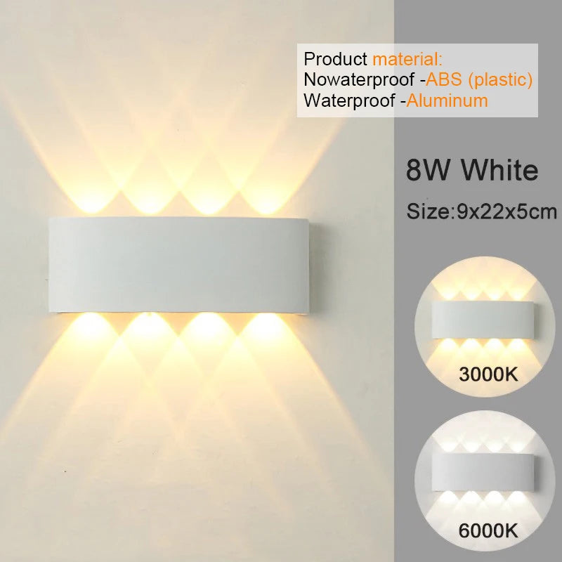 Aluminum Wall Sconce — Up Down Indoor Outdoor Wall Light, Black White, Hallway Bedroom Living Room