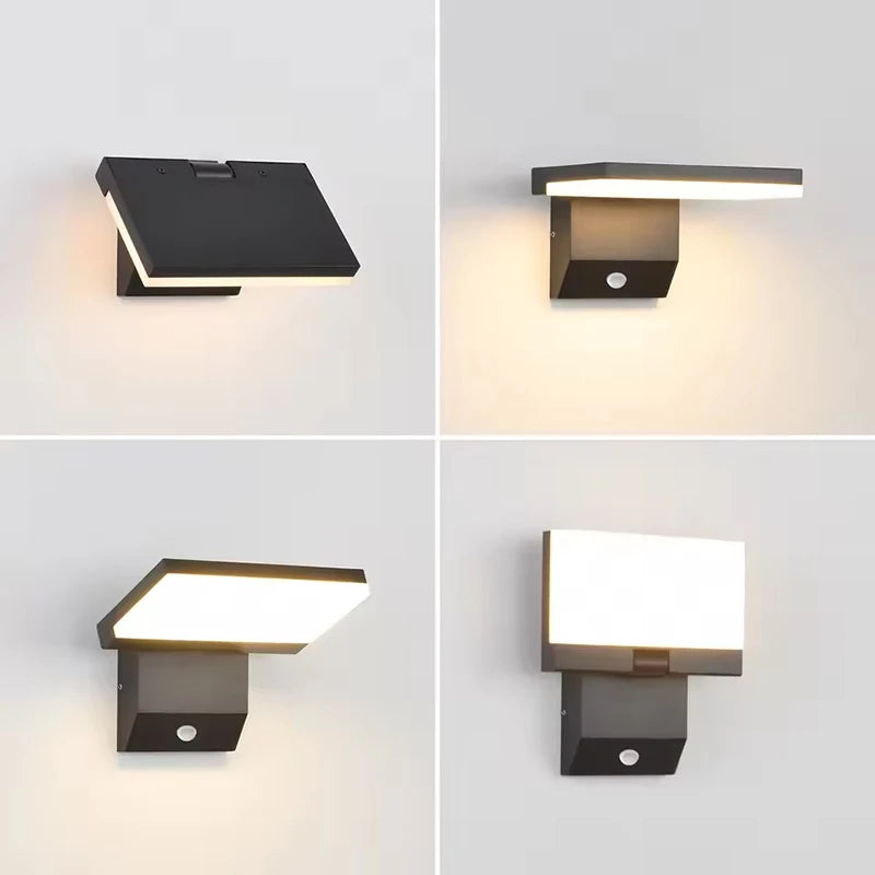 LED Outdoor Wall Light — IP65 Waterproof Motion Sensor, Foldable Modern Porch Lamp