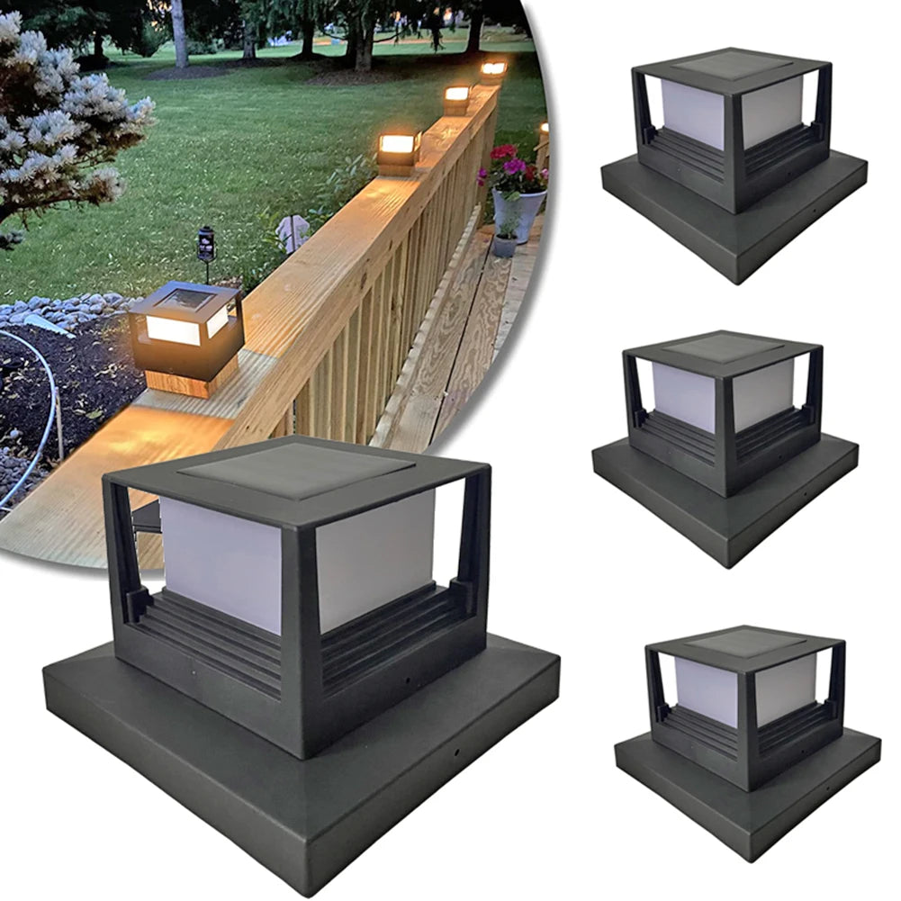 Solar Column Post Cap Light — Outdoor Fence Gate Pillar Garden Courtyard Lamp, IP54 Waterproof