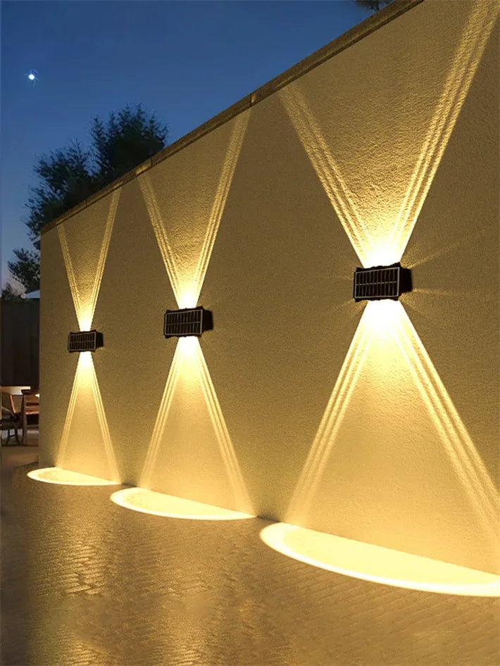 Solar Outdoor Wall Light — Up Down Waterproof Garden Sconce, IP65, Balcony Yard Patio Decor