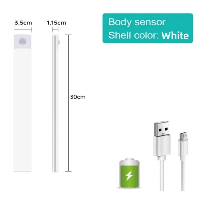 LED Under Cabinet Night Light — Motion Sensor, 3 Color Temps, Rechargeable, Magnetic, Kitchen Closet
