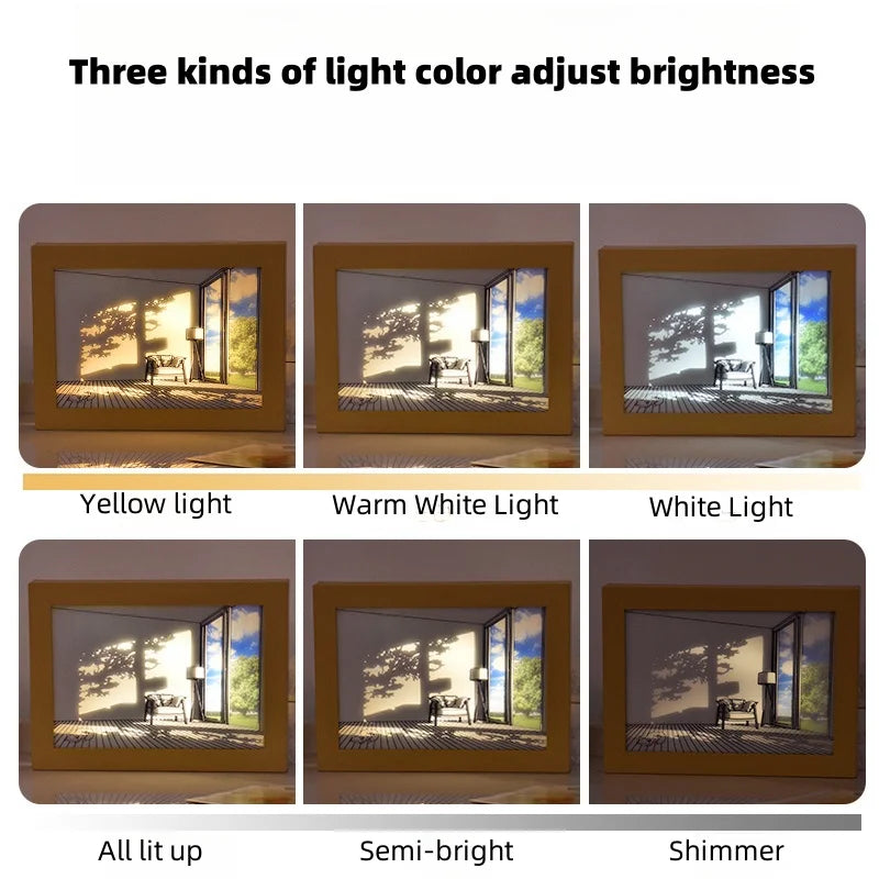 LED Window Light Painting — Sunlight Art Night Light, Dimmable Touch Control, Home Decor