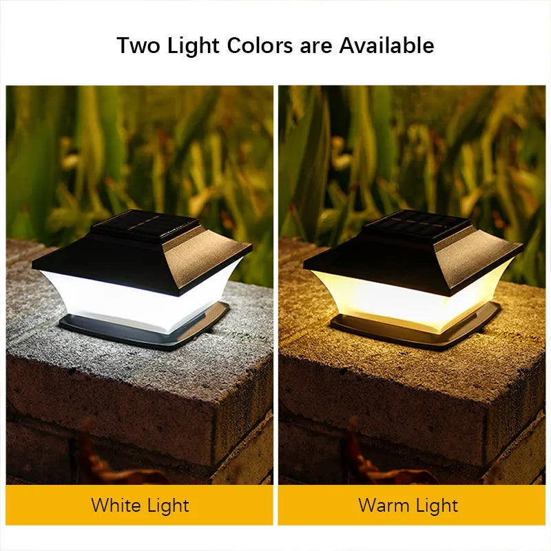 Solar Post Cap Light — Auto On/Off Outdoor Landscape Light, Garden Pathway Fence Patio