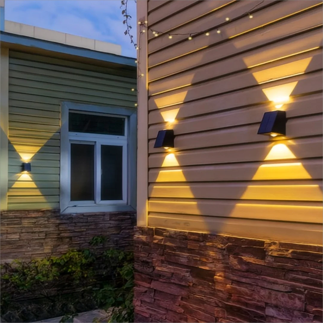 Solar Outdoor Wall Light — Up Down Garden Sconce, Waterproof Villa Patio Yard Atmosphere Light