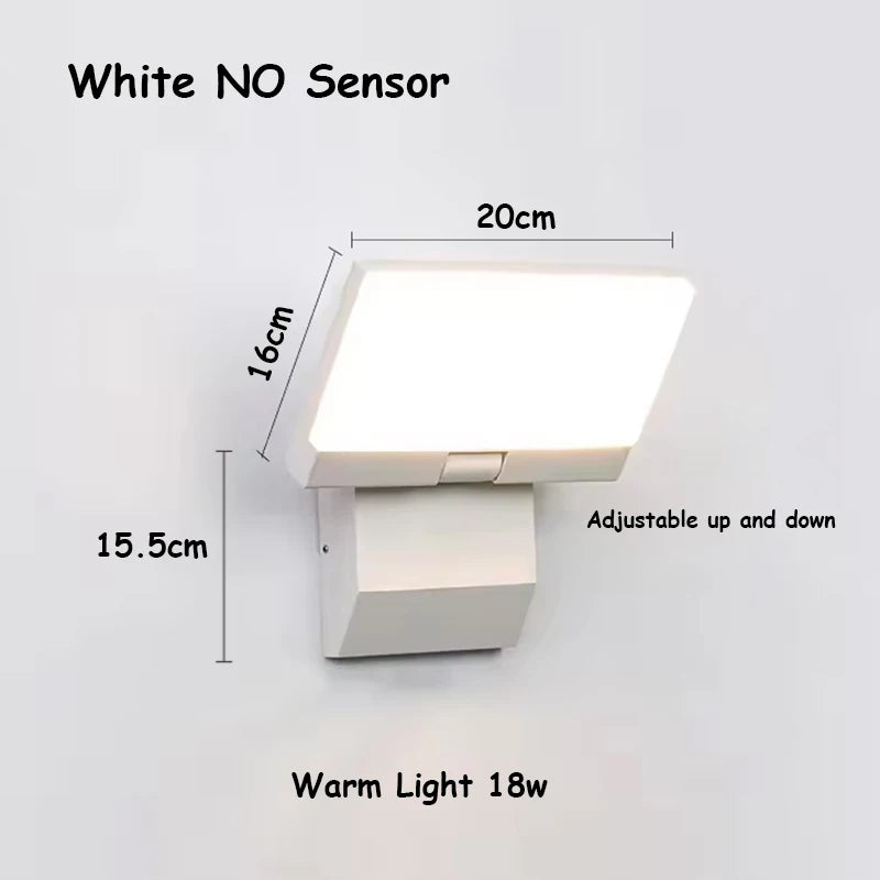 LED Outdoor Wall Light — IP65 Waterproof Motion Sensor, Foldable Modern Porch Lamp