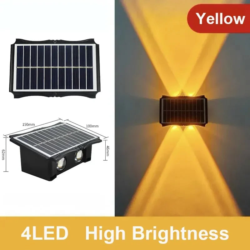 Solar Outdoor Wall Light — Up Down Waterproof Garden Sconce, IP65, Balcony Yard Patio Decor