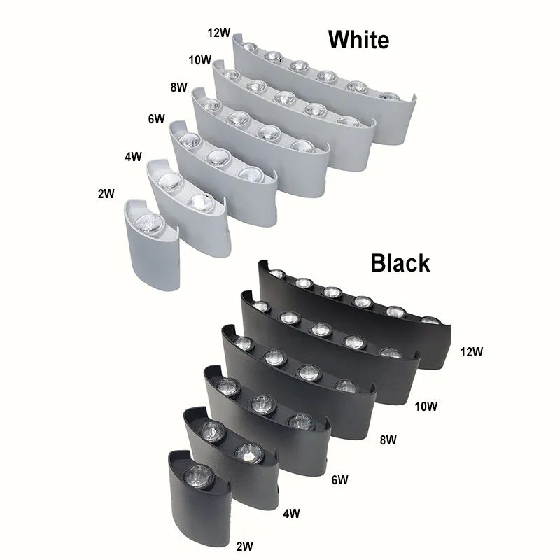 Aluminum Wall Sconce — Up Down Indoor Outdoor Wall Light, Black White, Hallway Bedroom Living Room