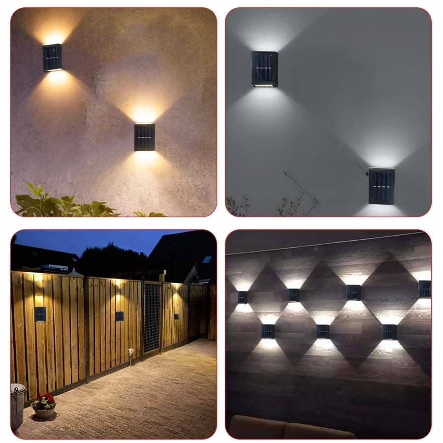 Solar Up Down Wall Washer Light Outdoor — IP65 Waterproof, Auto Dusk to Dawn, Garden Porch