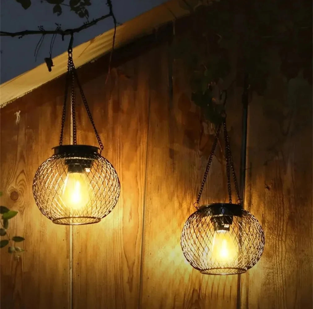 Solar Hanging Lantern — Decorative Outdoor Metal Fairy Light, Waterproof, Garden Patio Yard