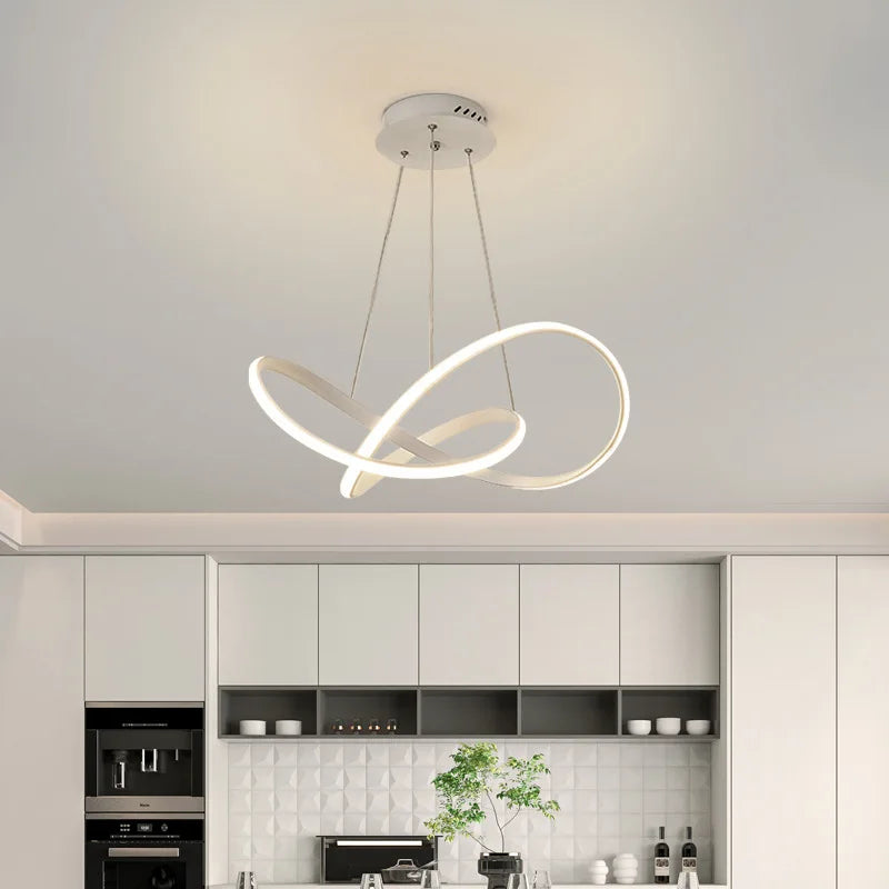 LED Ceiling Chandelier — 48W Dimmable 3-Color Semi Flush Mount, Dining Room Bedroom Living Room