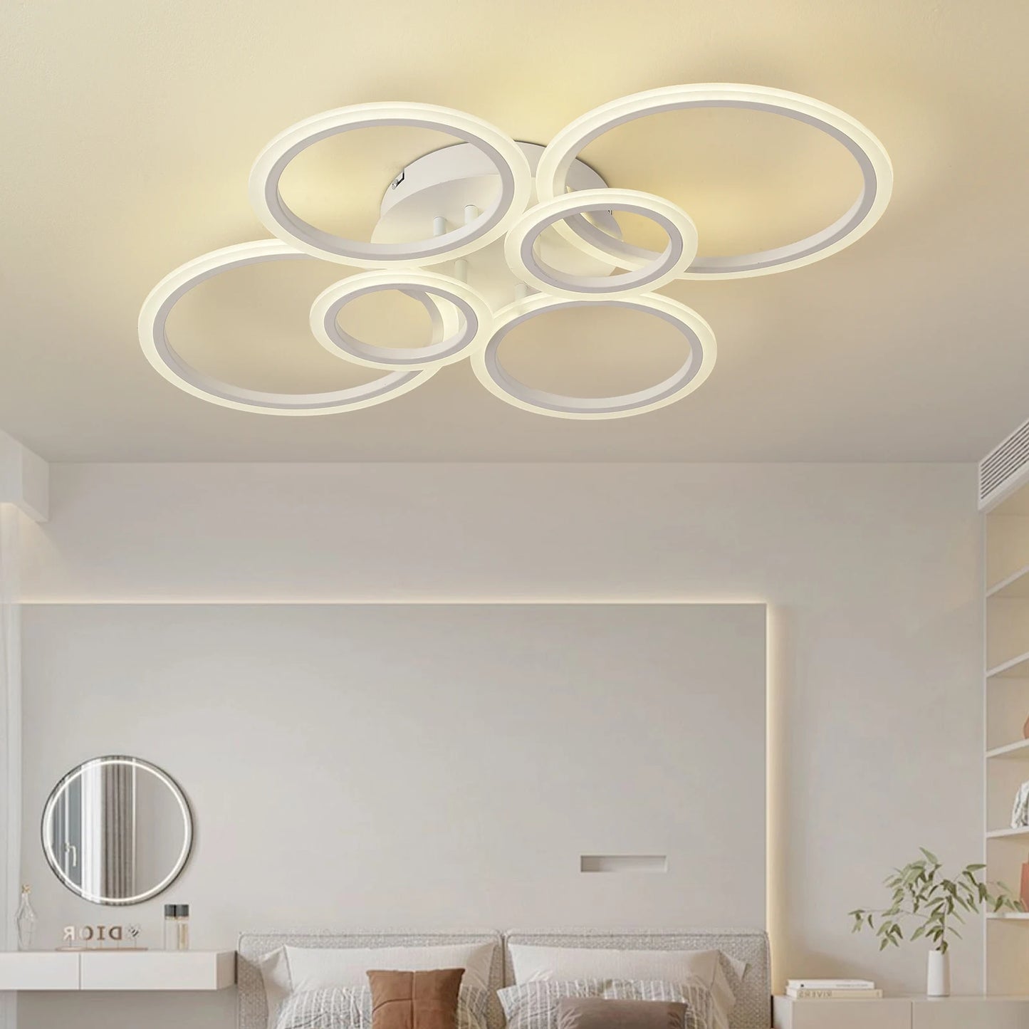 LED Ceiling Chandelier — Dimmable Modern Flush Mount, Living Room Bedroom Study Dining Room