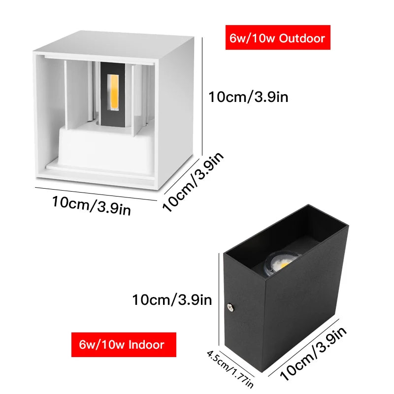 LED Wall Light Indoor Outdoor — IP65 Waterproof Aluminum, Porch Bedroom Bedside