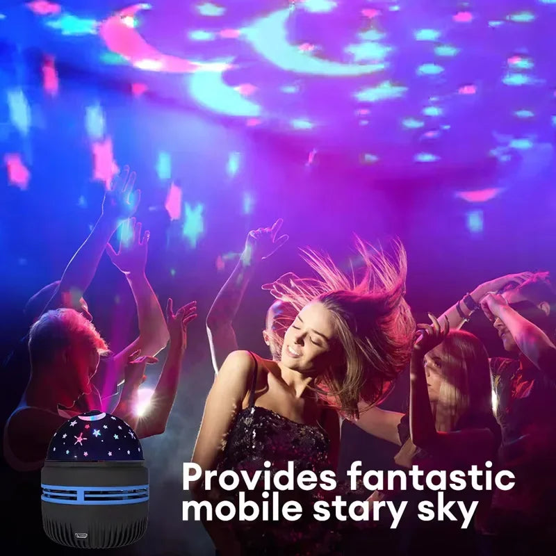 LED Starry Sky Projector Night Light — Magic Ball, RGB, 360° Rotating, Bedroom Kids Room Decor