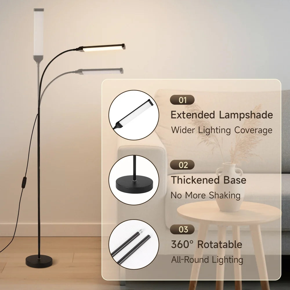 Floor Lamp — Dimmable USB Gooseneck Standing Light, RGB & White, Bedroom Living Room