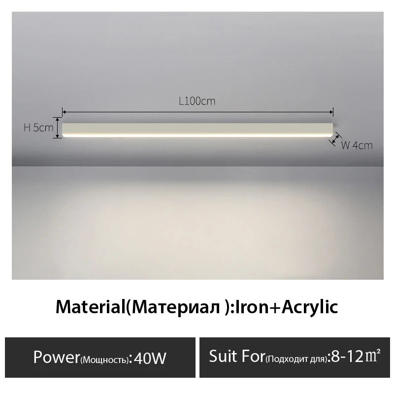 LED Ceiling Light — Linear Strip Flush Mount, Dimmable Remote, Black, Kitchen Dining Bedroom