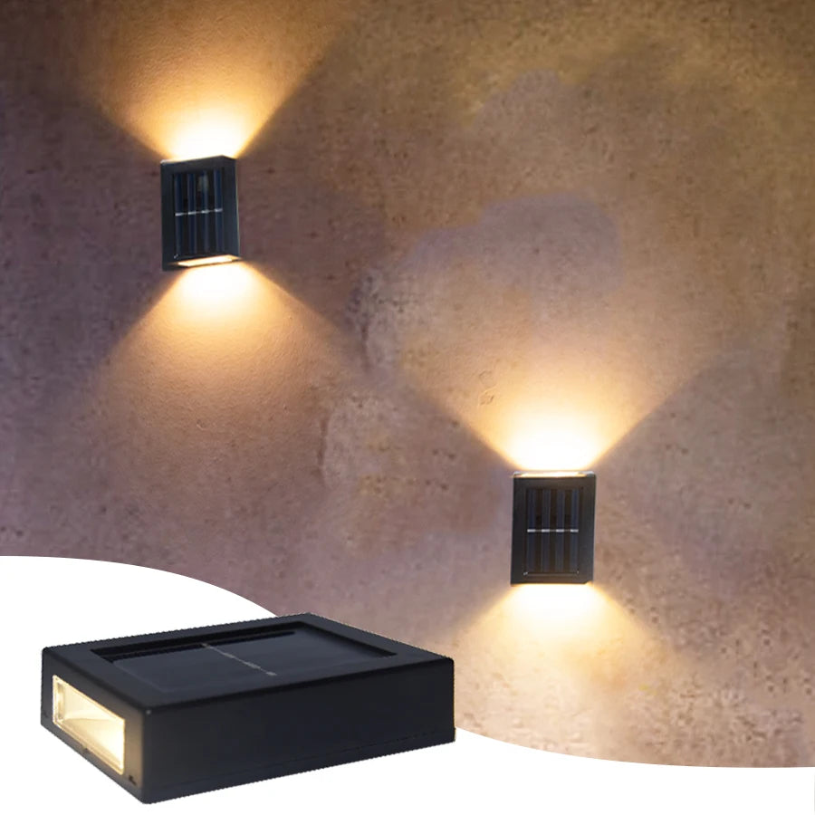 Solar Up Down Wall Washer Light Outdoor — IP65 Waterproof, Auto Dusk to Dawn, Garden Porch