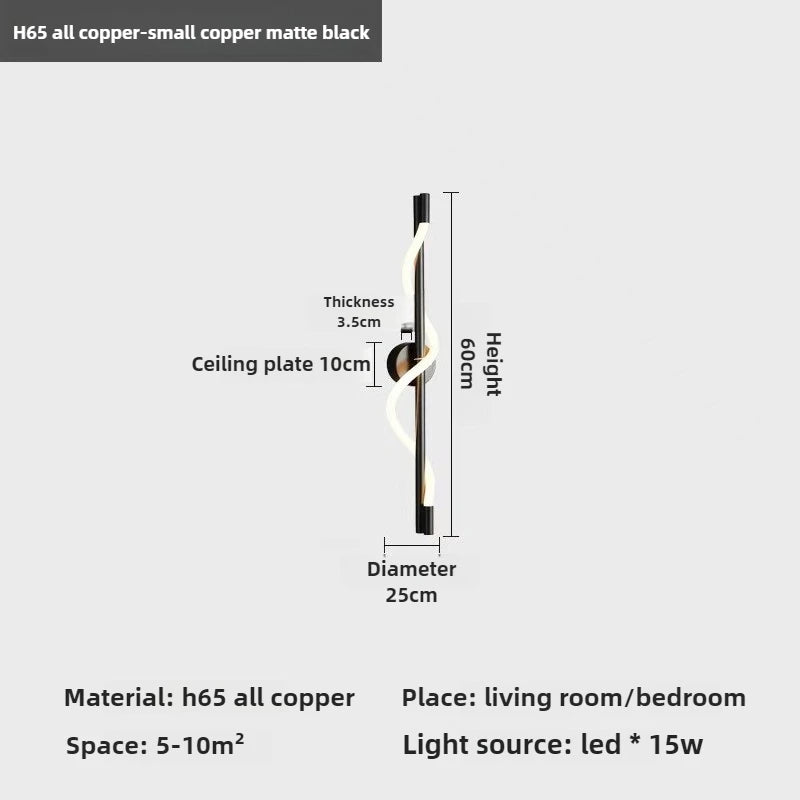 LED Wall Sconce — Italian Minimalist Bedside Lamp, Black Gold White, Living Room Corridor