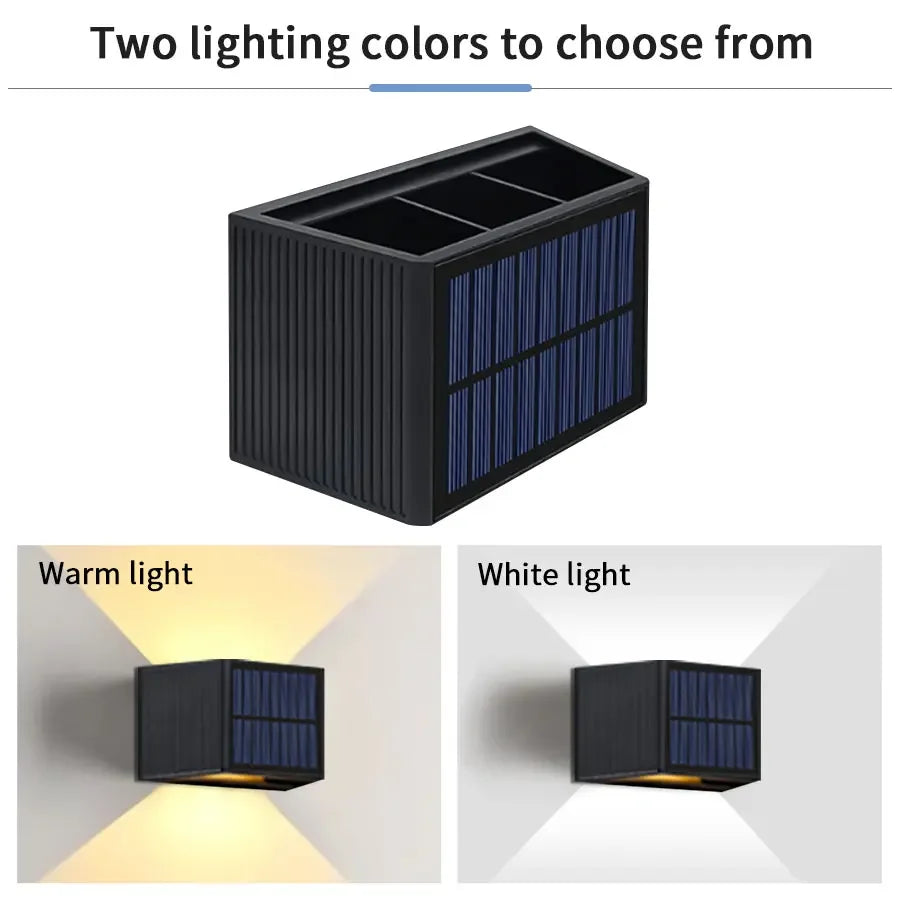 Solar LED Wall Sconce Outdoor — Up Down Light, Adjustable Beam, IP65 Waterproof Garden