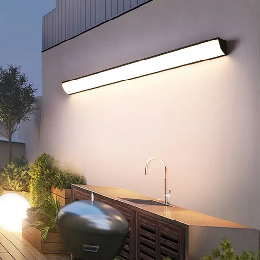 Outdoor Wall Sconce — Long Strip Minimalist Wall Light, IP65 Waterproof, Porch Garden Villa