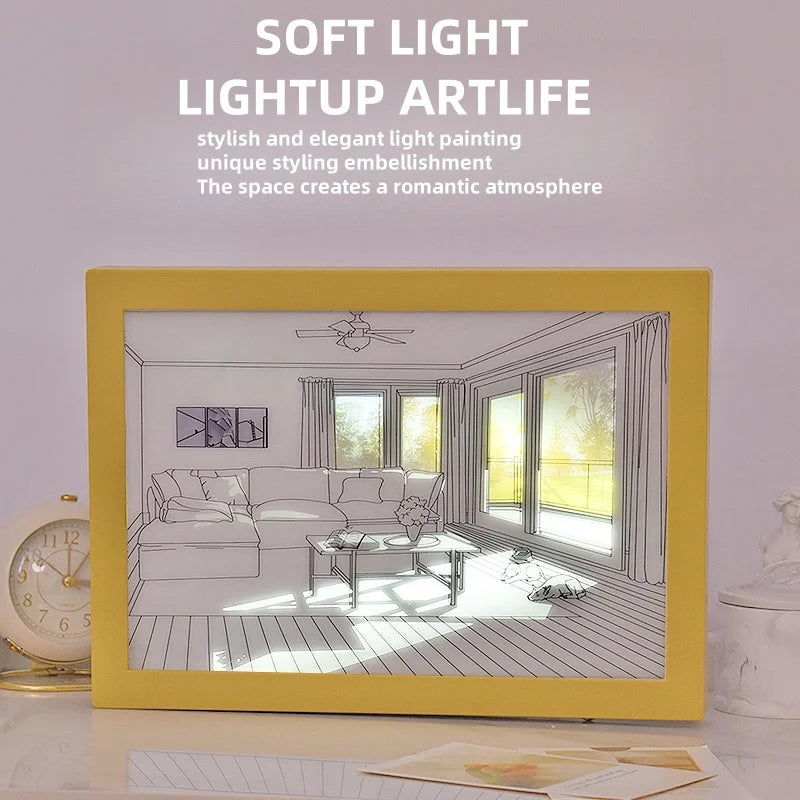 LED Window Light Painting — Sunlight Art Night Light, Dimmable Touch Control, Home Decor