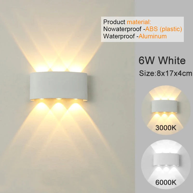 Aluminum Wall Sconce — Up Down Indoor Outdoor Wall Light, Black White, Hallway Bedroom Living Room