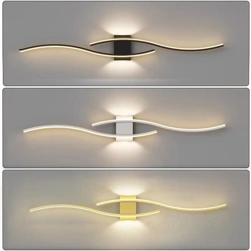 LED Wall Sconce — Up Down Indoor Wall Light, Dimmable, Black Gold White, Bedroom Living Room