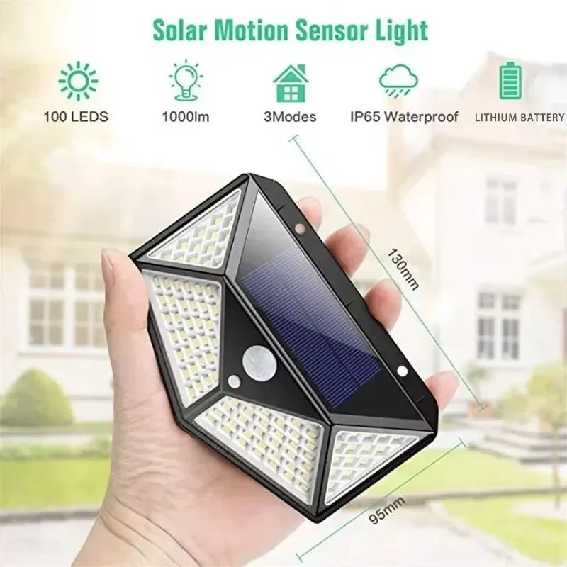 LED Solar Motion Sensor Light — 270° Waterproof IP65 Spotlight, Garden Security Lamp