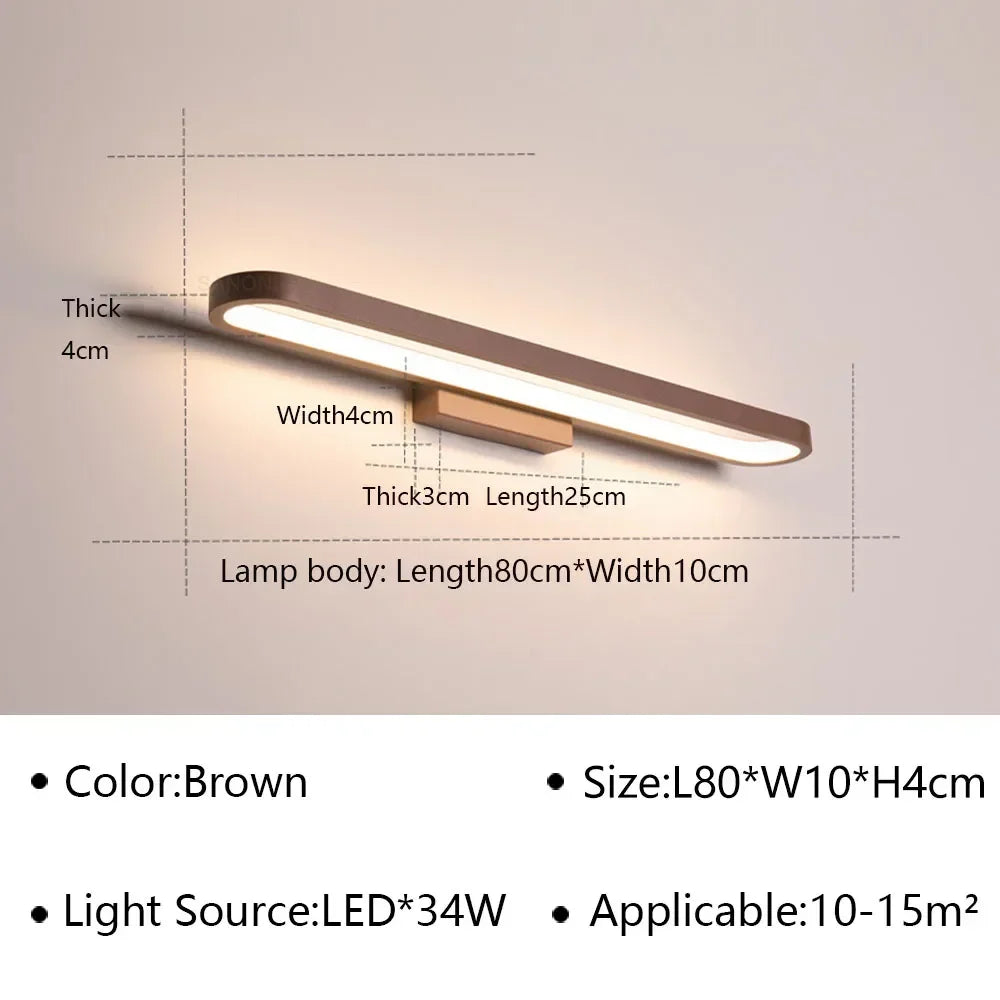 Bathroom Vanity Wall Light — Dimmable Mirror Light, Aluminum, Modern Bathroom Fixture