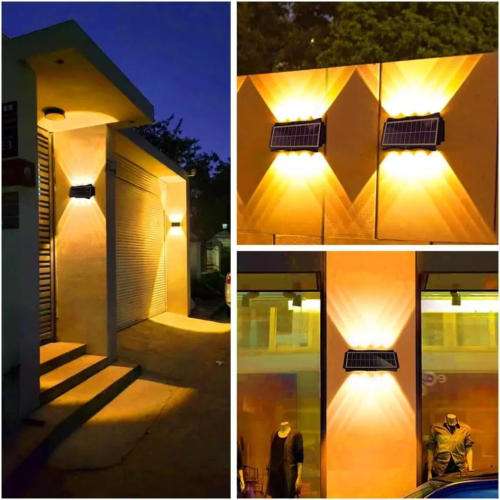 Solar Outdoor Wall Light — Up Down Waterproof Garden Sconce, IP65, Balcony Yard Patio Decor