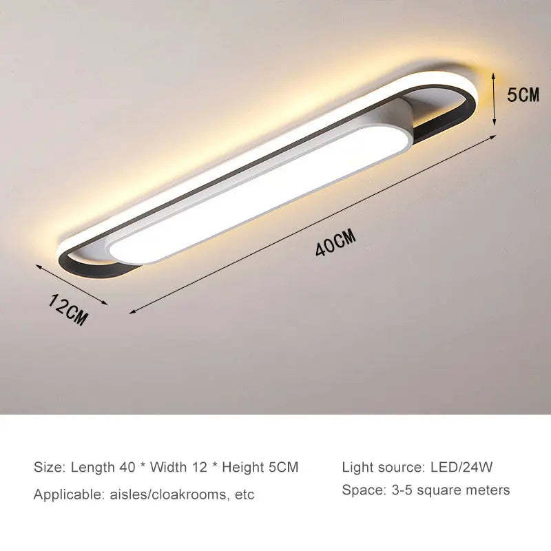 LED Ceiling Light — Oval Strip Flush Mount Corridor Light, Ultra Thin, Stairwell Balcony