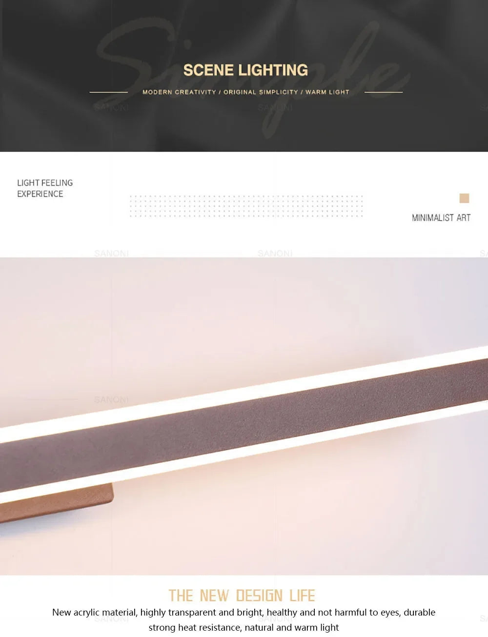Bathroom Vanity Wall Light — Dimmable Mirror Light, Aluminum, Modern Bathroom Fixture