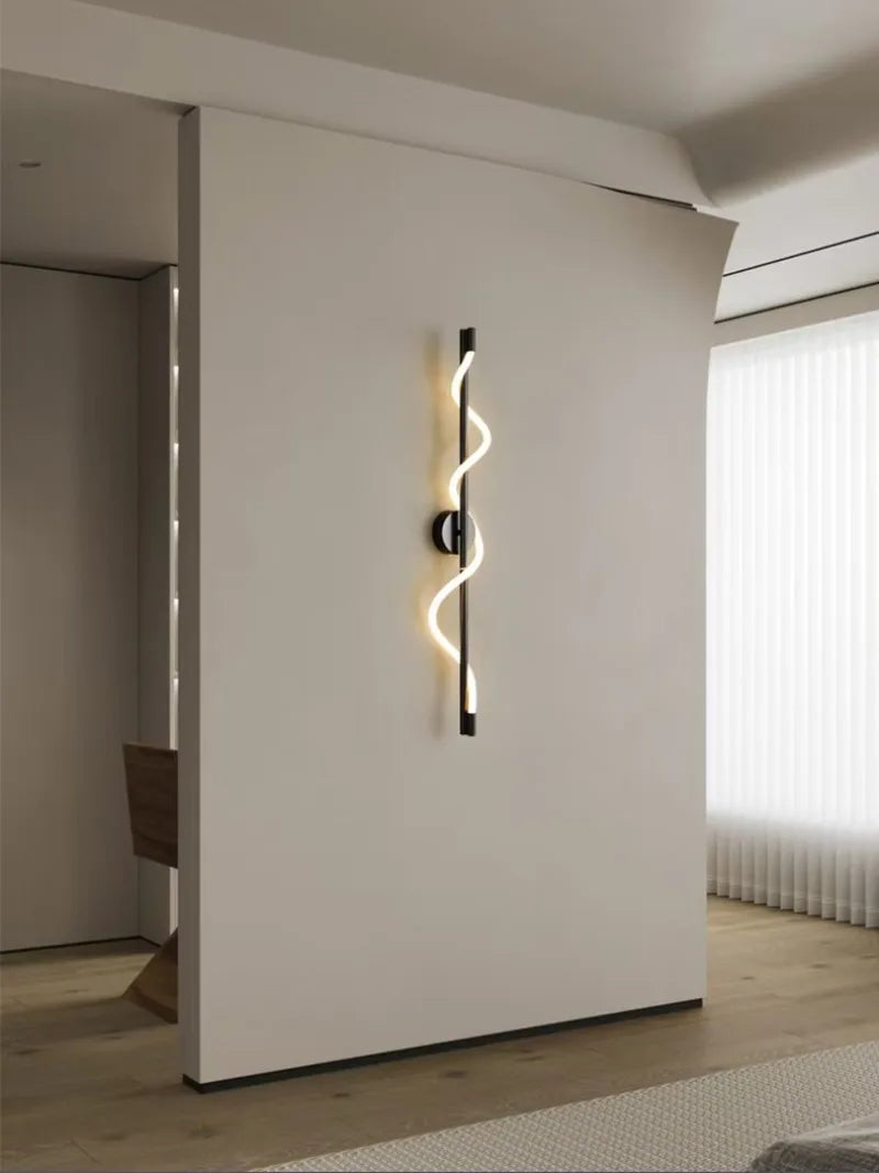 LED Wall Sconce — Italian Minimalist Bedside Lamp, Black Gold White, Living Room Corridor
