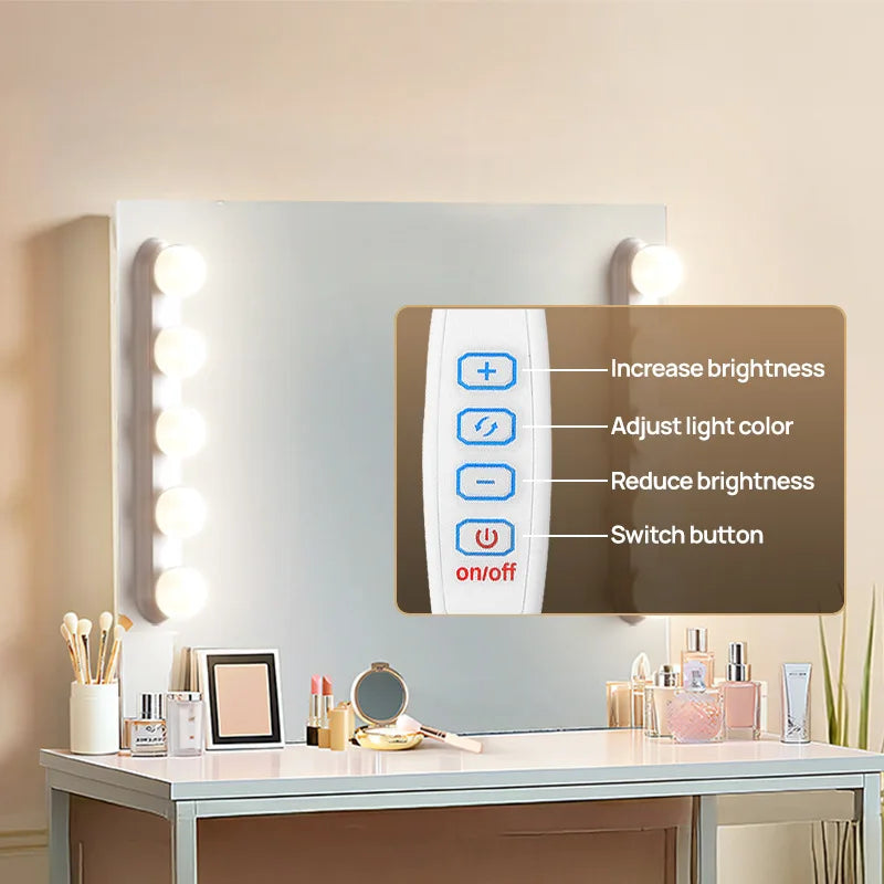 Vanity Mirror Light — USB Dimmable Makeup Lights, 3 Color Temps, Hollywood Style Bathroom