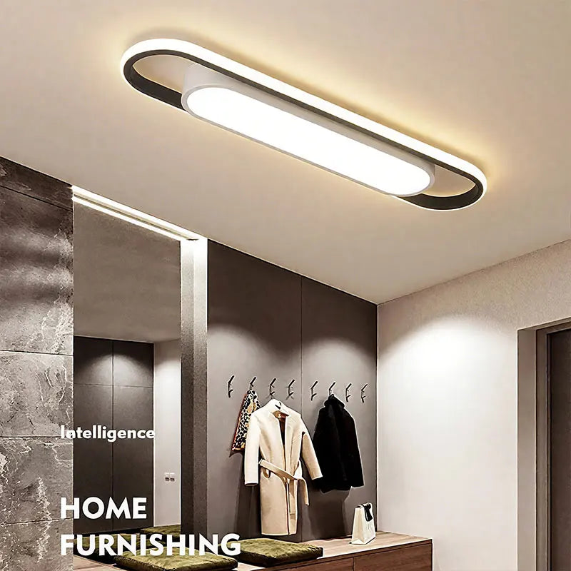 LED Ceiling Light — Oval Strip Flush Mount Corridor Light, Ultra Thin, Stairwell Balcony