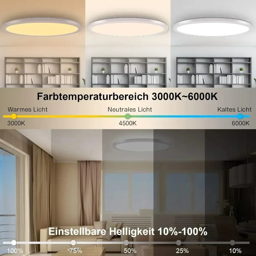 LED Ceiling Light — Smart RGB Tuya App Control, Dimmable Ambient Backlight, Music Sync, Living Room
